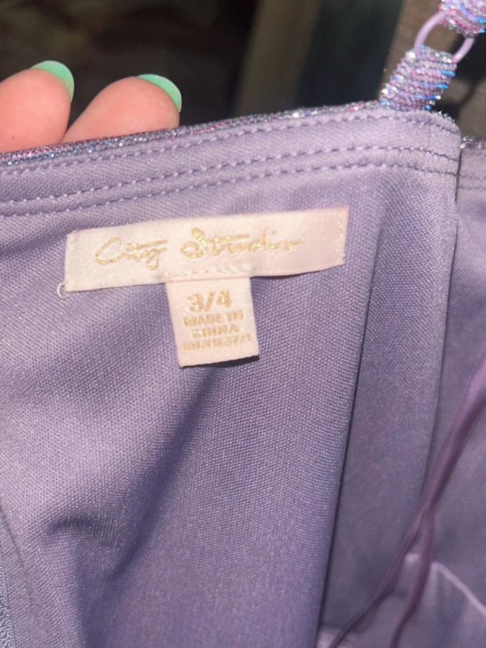 City Streets Sparkle Lilac Spaghetti-Strap Party Dress